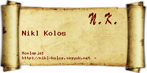 Nikl Kolos névjegykártya